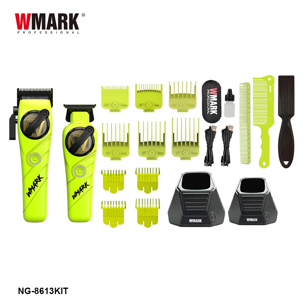WMARK NG-8613 Pro Hair Clipper — High-Speed DLC Blade Trimmer w/ Charge Stand
