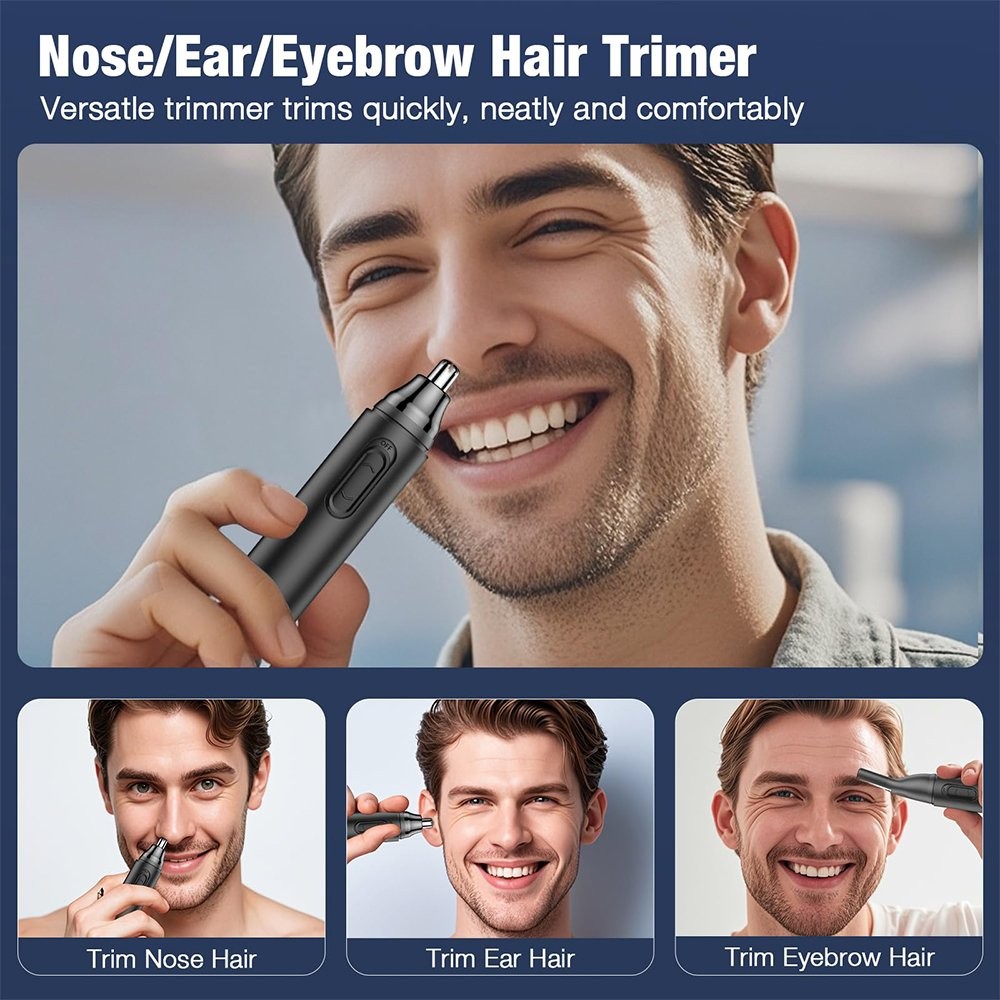 Nose Ear Face Neck Eyebrow Hair Mustache Beard Cordless Trimmer Shaver Clipper