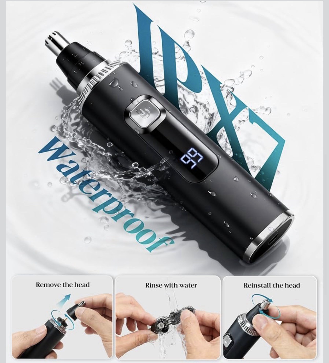 Nose Hair Trimmer for Men and Women, Type-C Rechargeable Precision Groomer with