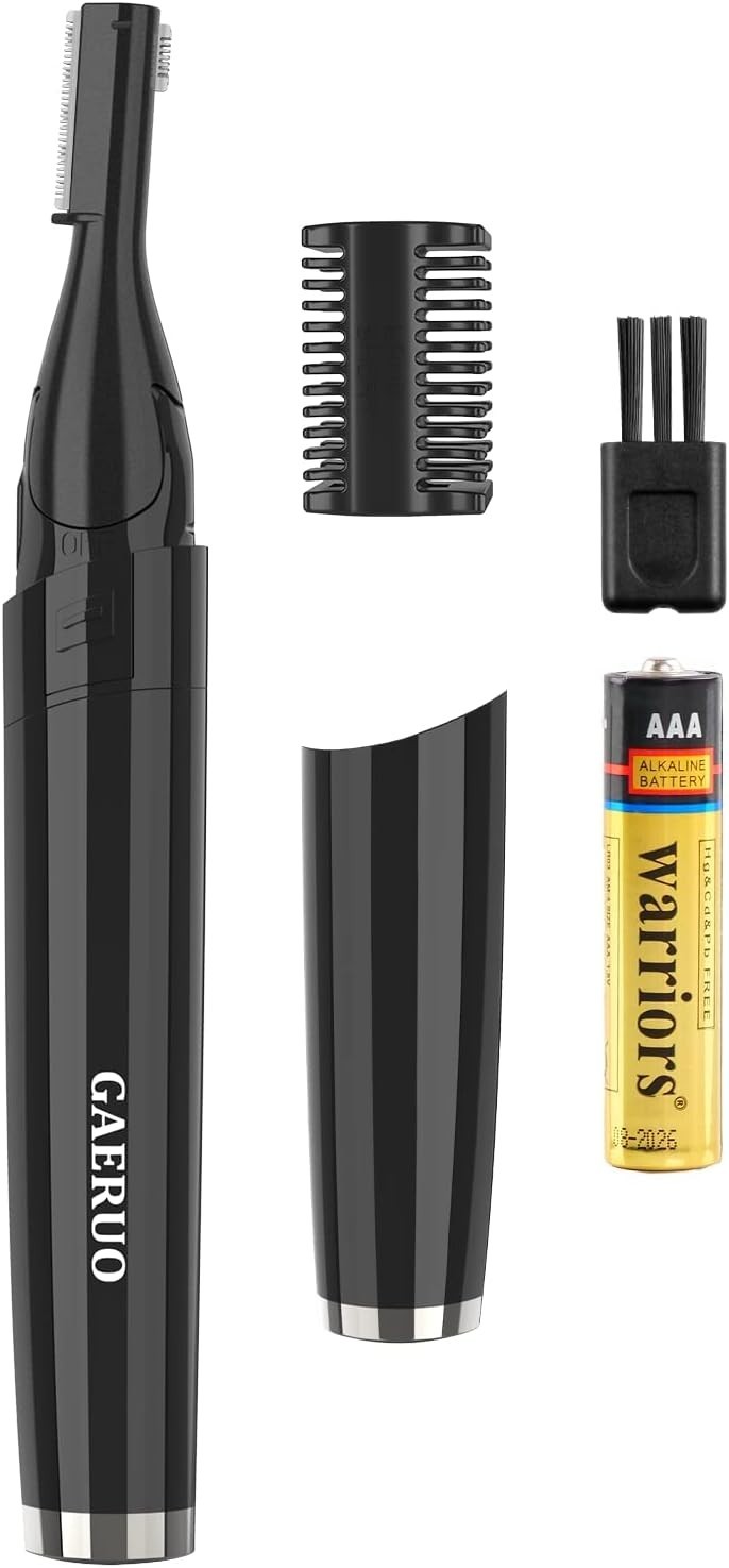 Portable Battery-Powered Eyebrow Razor with 30° Pivoting Head for All Hair Types