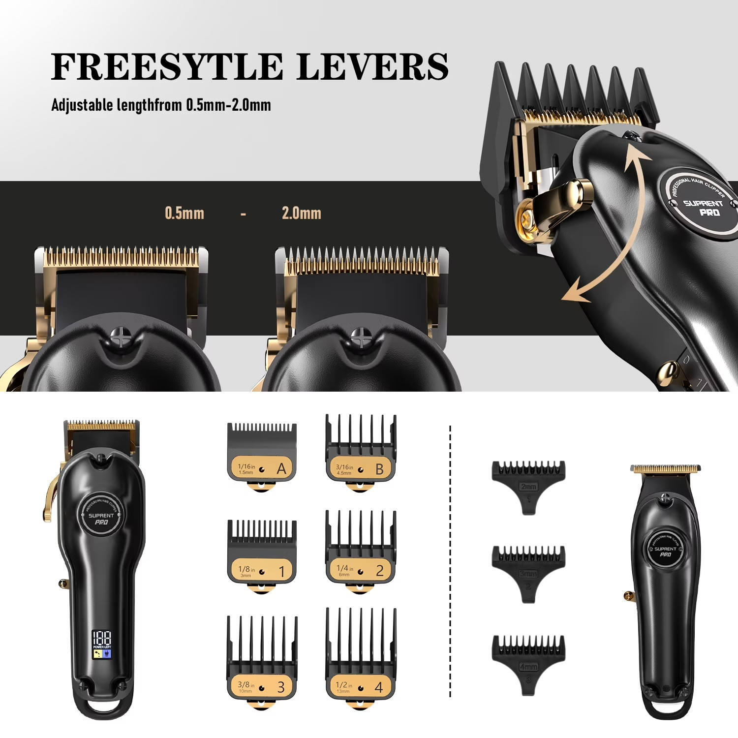 Professional Cordless Hair Clippers and Zero Gap T-Blade Trimmer Combo for Men