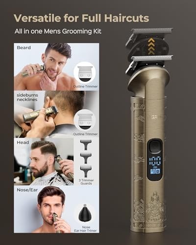 Men’s Hair Clipper Beard Trimmer Foil Shaver 3 in 1 Cordless Kit 14 Guide Combs