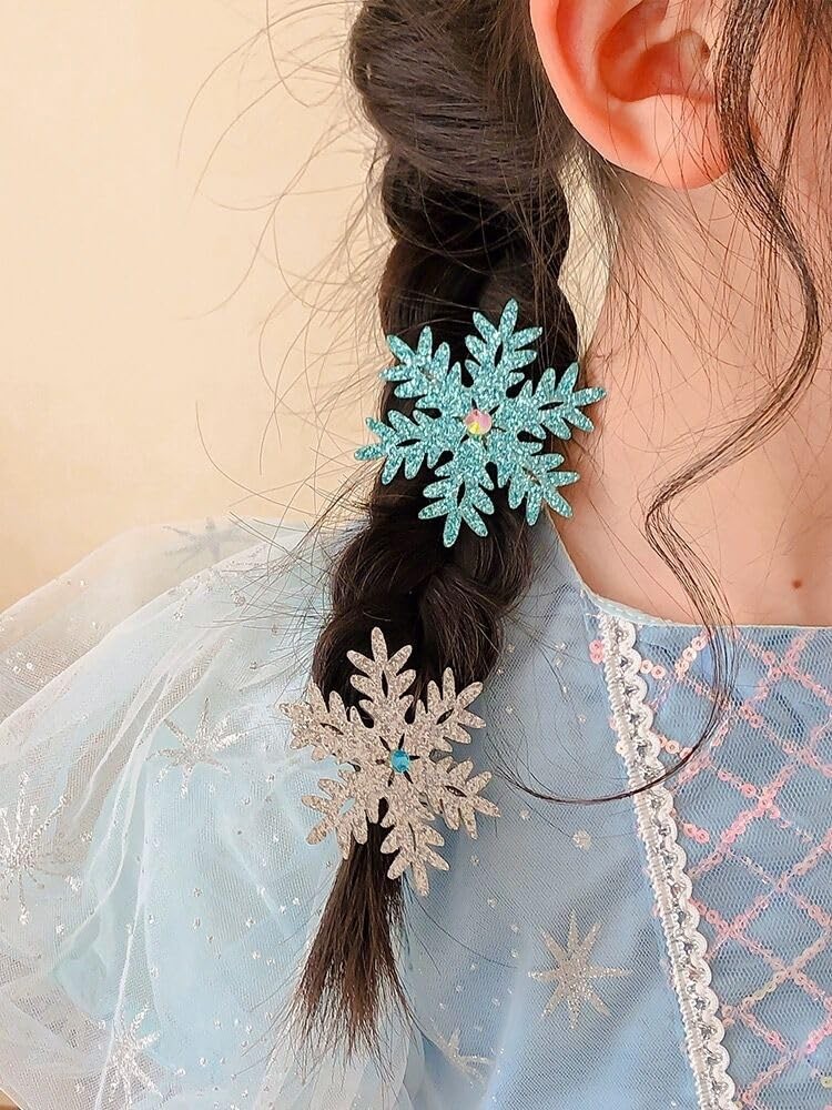 8PCS Snowflake Hair Clip Blue White 8 Count (Pack of 1), Silver