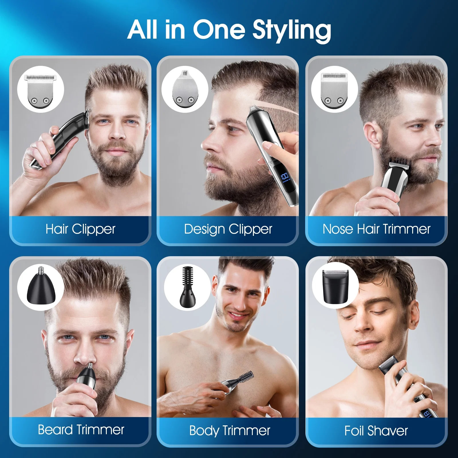Professional Hair Clippers Trimmer Cutting Beard Cordless Barber Shaving Machine