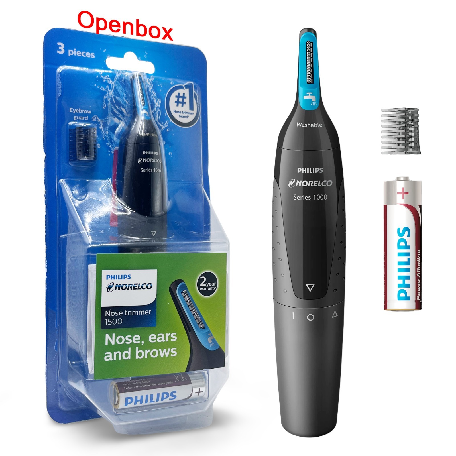 Philips Norelco Nosetrimmer 1500 Nose, ear & eyebrow trimmer, NT1500 Open box