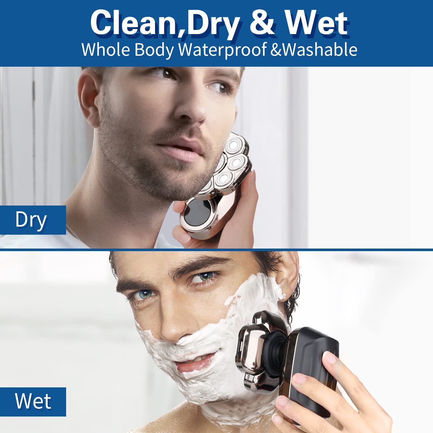 6in1 Electric Shaver Wet/Dry Trimmer Rotary Razor Beard Shaving USB Rechargeable