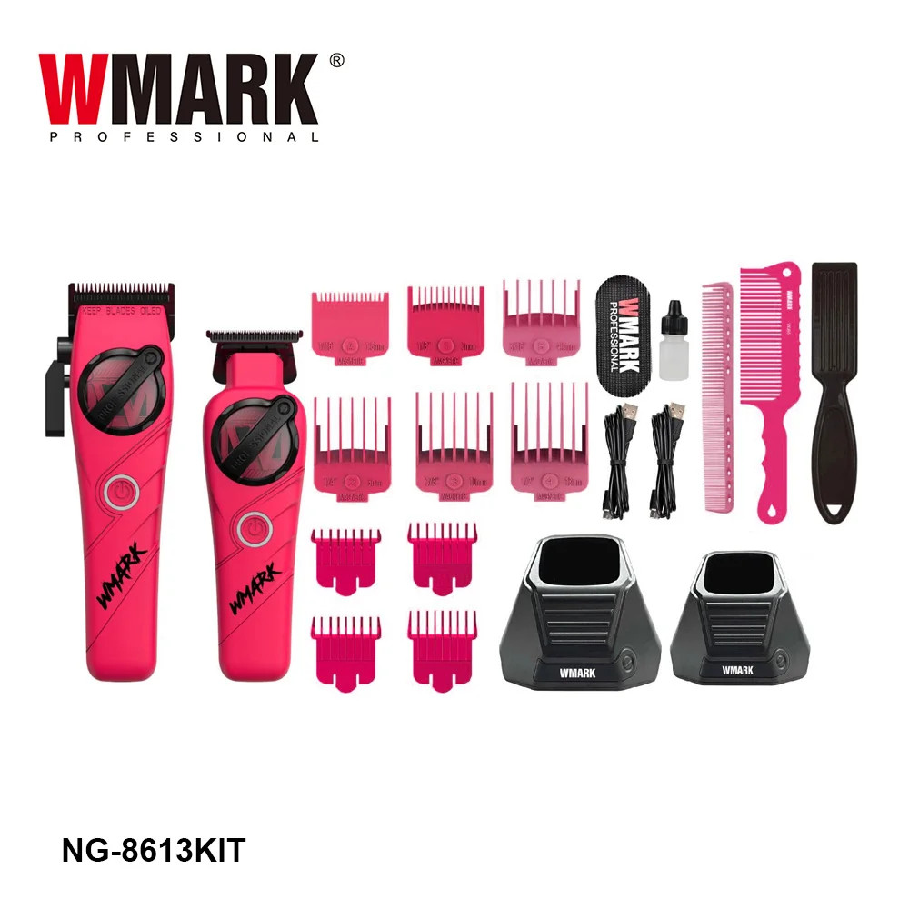 WMARK NG-8613 Pro Hair Clipper — High-Speed DLC Blade Trimmer w/ Charge Stand
