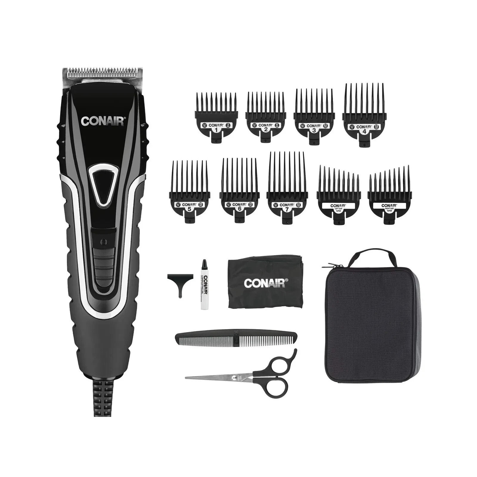 Conair Barber Hair Clippers, Barbershop No-Slip Grip 20-Piece Hair Cutting Kit