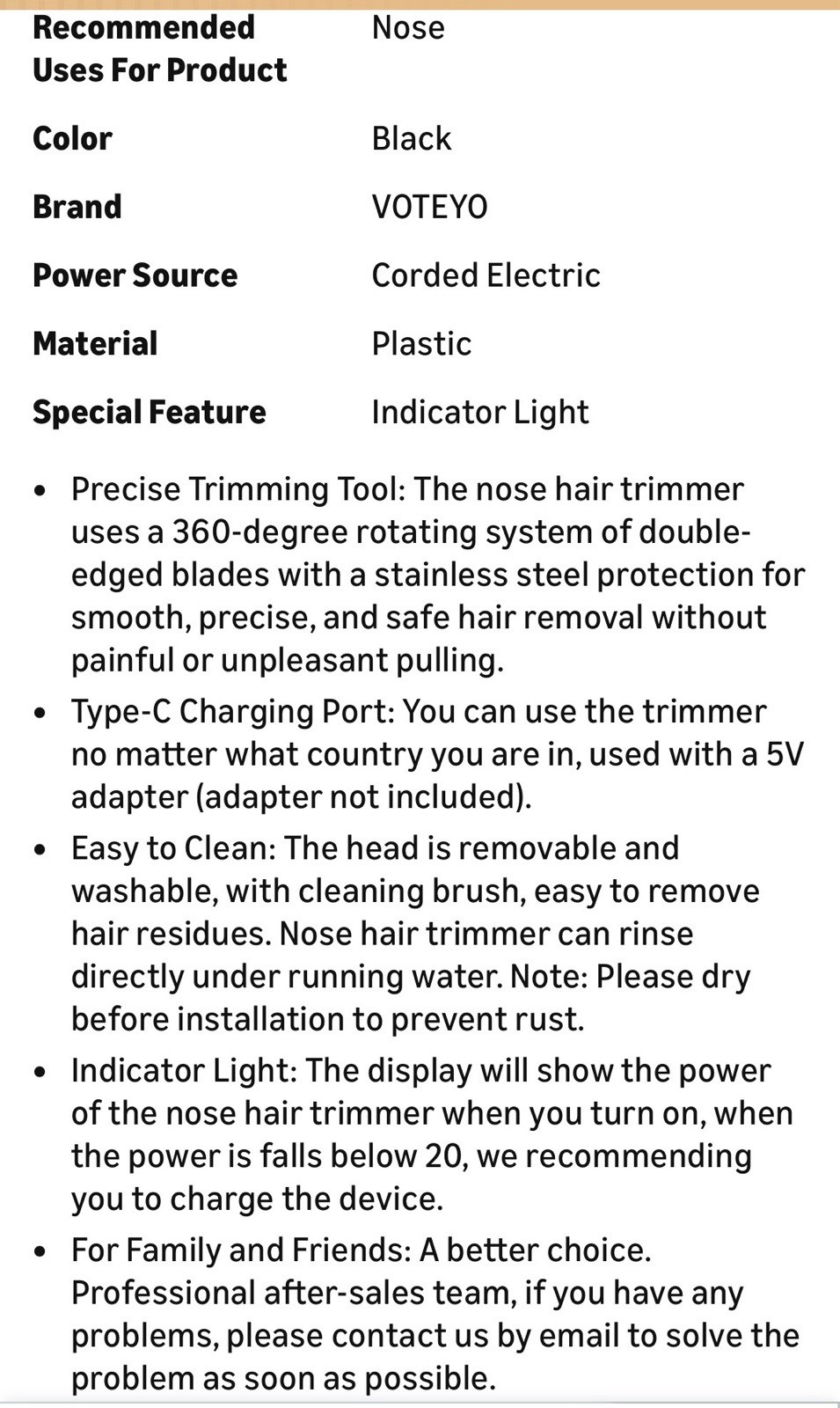 New Professional Painless USB Rechargeable Rotating Hair Trimmer for Ears & Nose