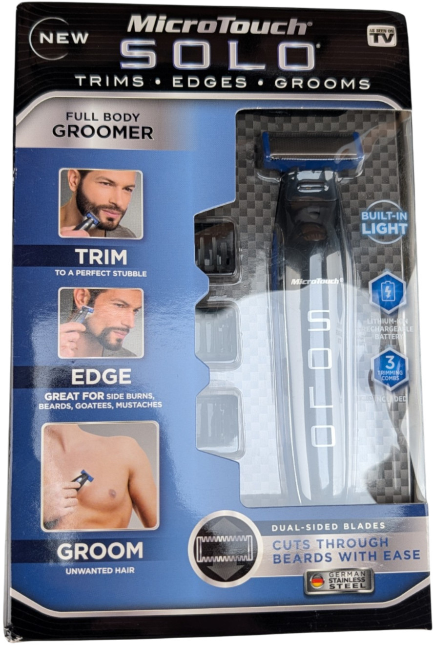 MicroTouch Solo Rechargeable Full Body Groomer Trimmer USB 3 Combs New Sealed