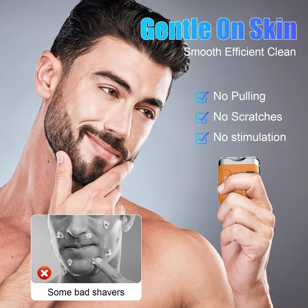 Men Mini Rotating Double Head Travel Shaver USB-C Charging Portable Shaver-R18
