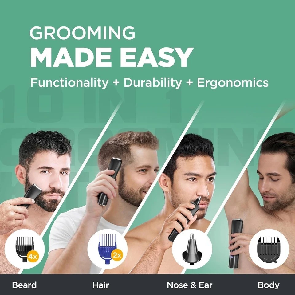 Havells GS6668 10 in 1 Digital Grooming Kit |2-in-1 Special Blade Type C Charge