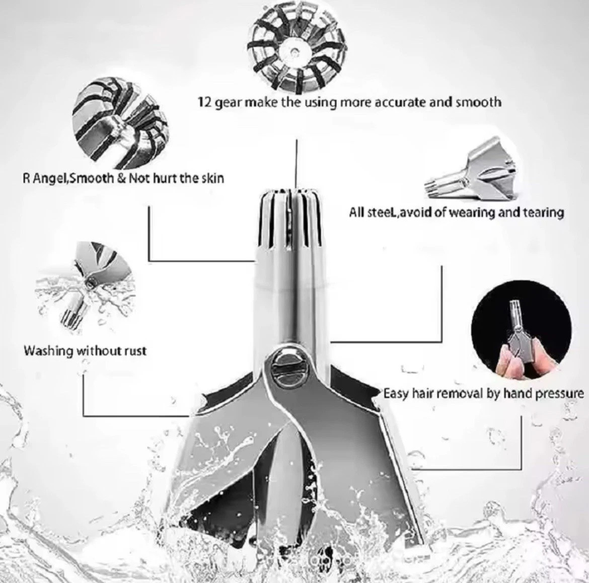 Manual Nose Hair Trimmer Clipper Stainless Steel Grooming Tool For Men