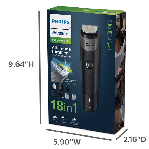 Philips Norelco Multigroom Series 5000 18 Piece, Beard Face, Hair, Body