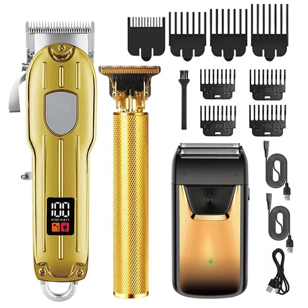 Professional Hair Clipper Trimmer Set Men’s Beard Barber Kit Rechargeable