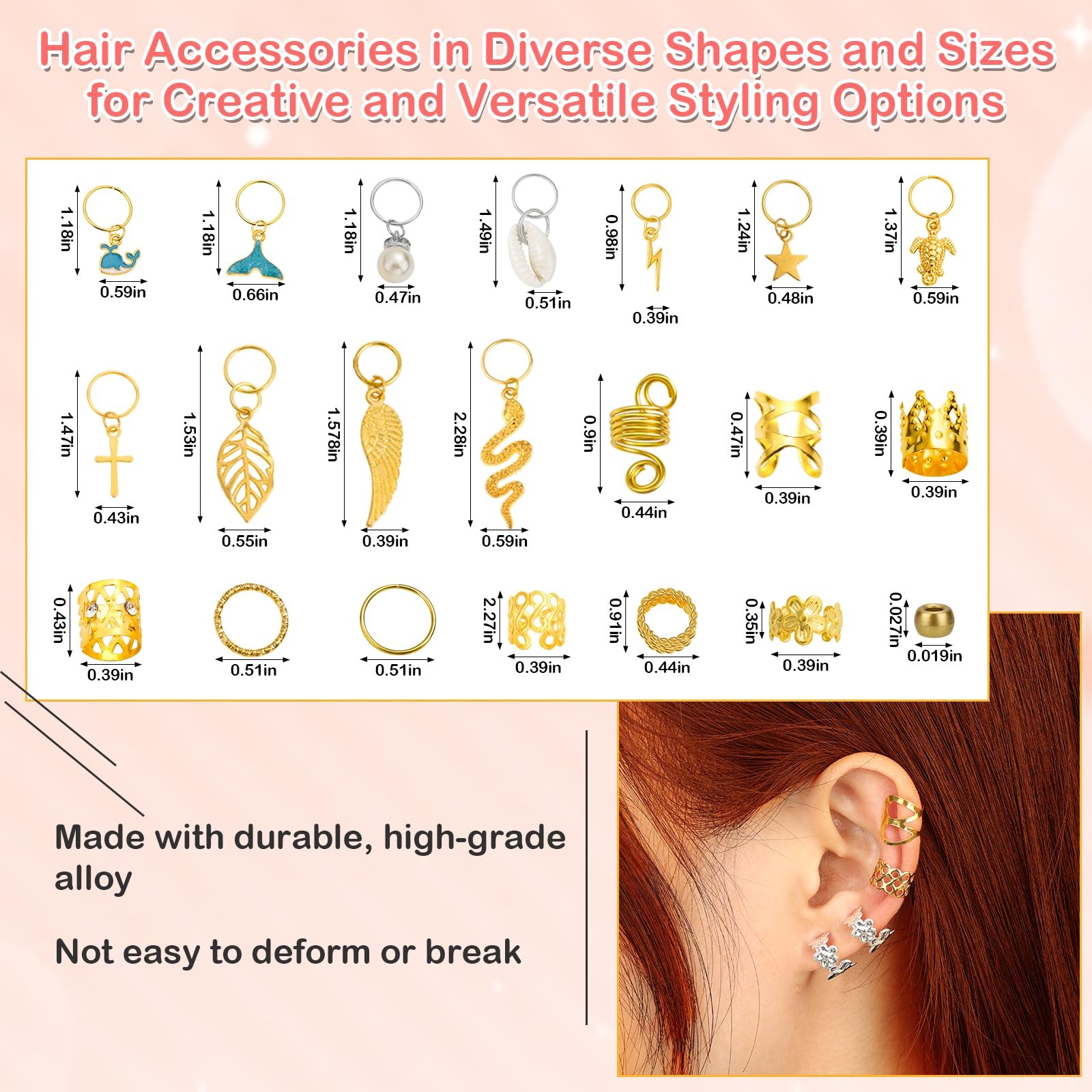 324 Pcs Gold and Silver Hair Jewelry for 1 Count (Pack of 324), Multicolor