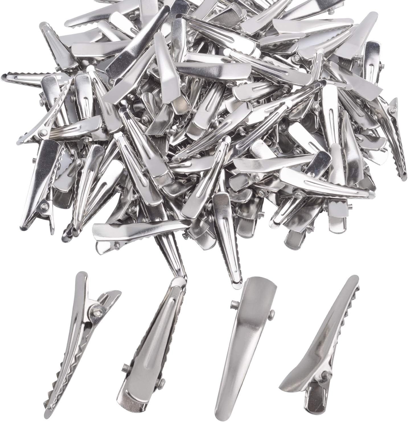 30MM Small Alligator Hair Clips, 100 Pieces Silver Metal