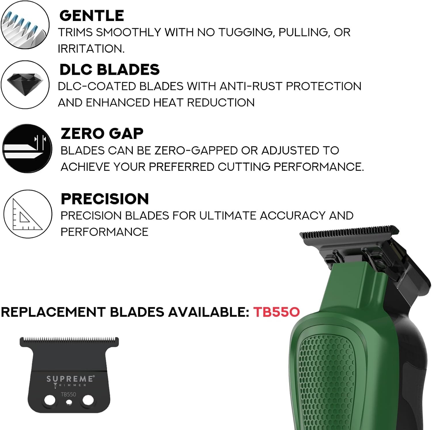 Supreme Trimmer Darkstar82 Clipper & Hair Trimmer Set w Vector Motor | Green