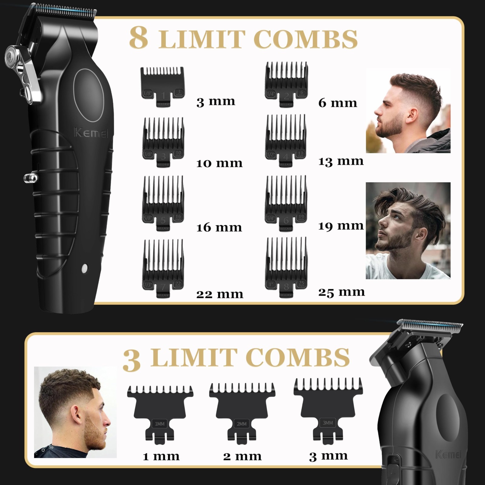 Professional Hair Clippers & Beard Trimmer Set, Cordless Rechargeable USB Haircu