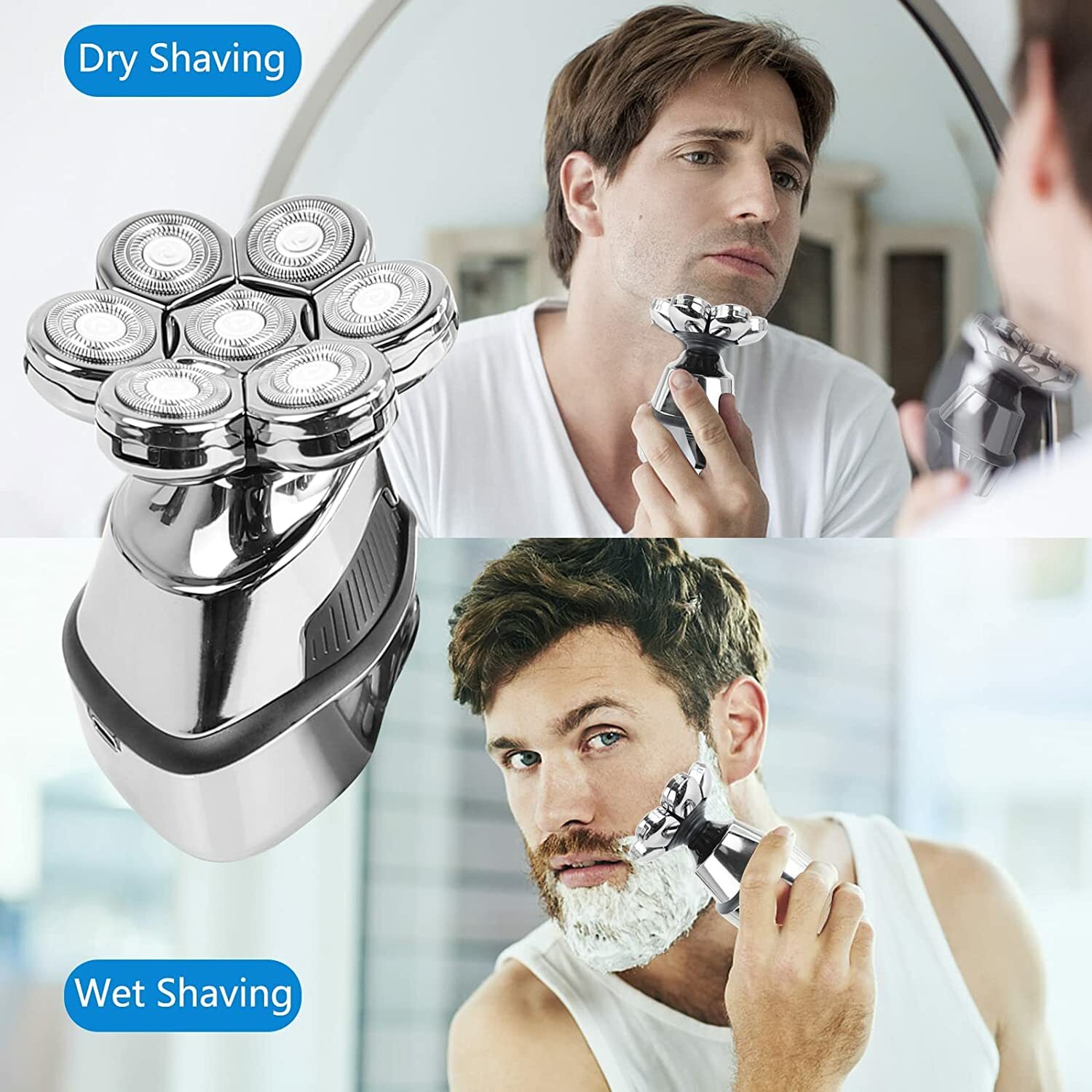 Men’s Razor Rotary Waterproof Electric Shaver Pop-Up Trimmer Wet Dry Cordless US
