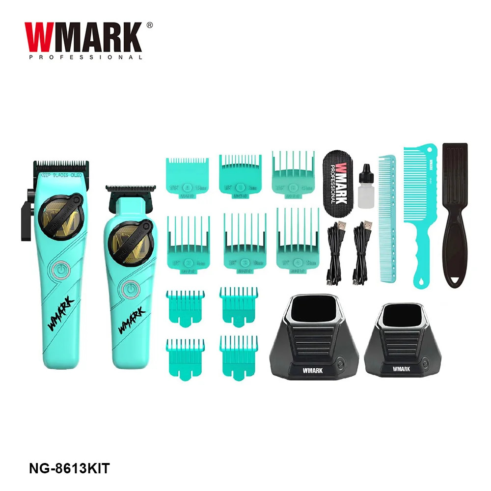 WMARK NG-8613 Pro Hair Clipper — High-Speed DLC Blade Trimmer w/ Charge Stand