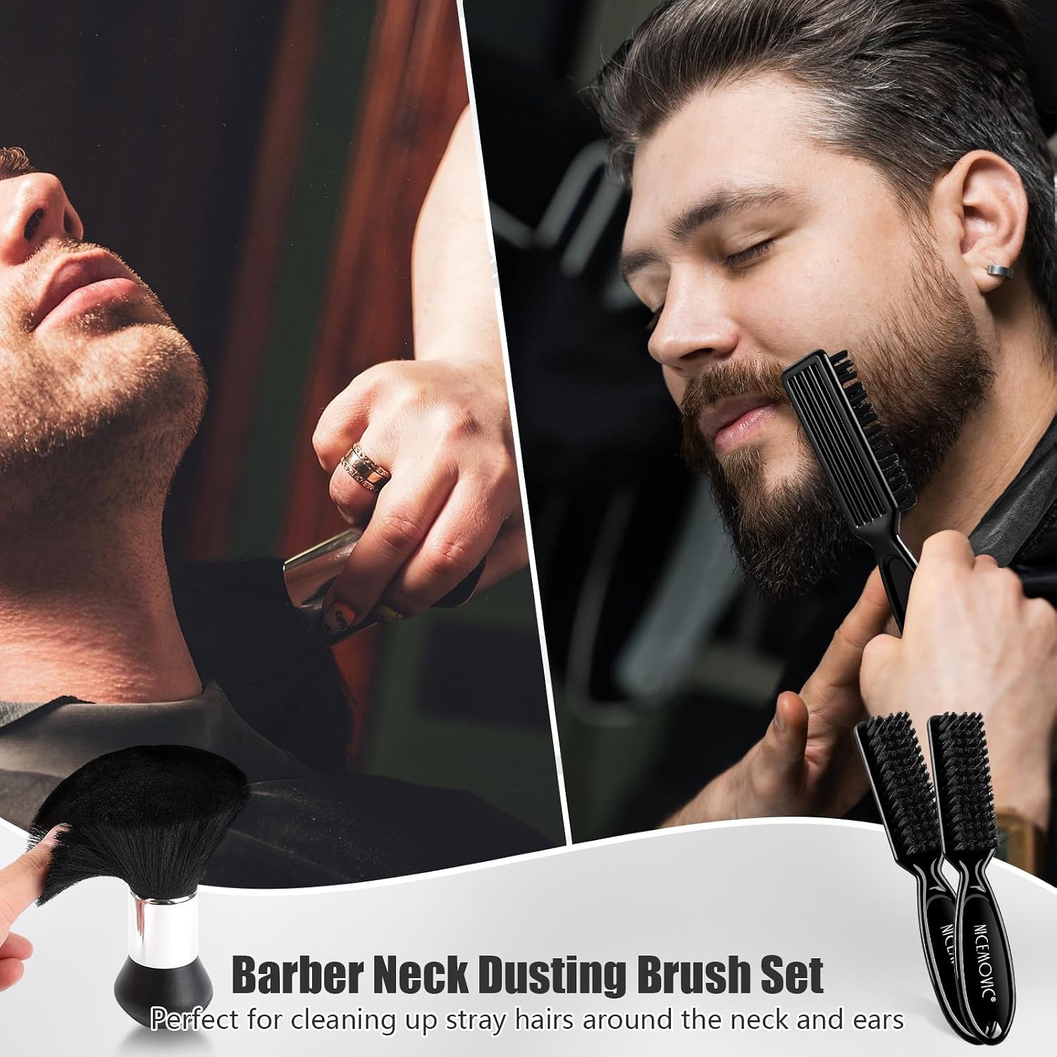 Black 10 in 1 Hair Cutting Barber Cape with Neck Duster Brush and Strips