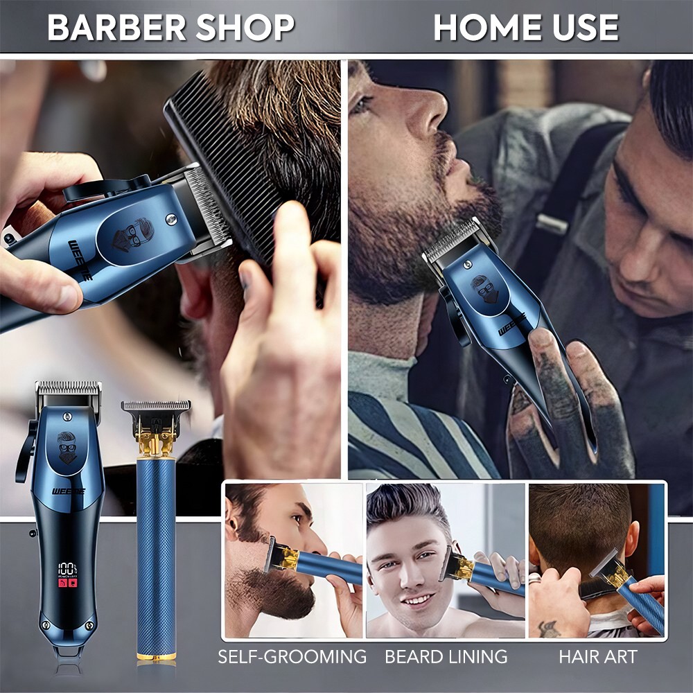 Professional Hair Clipper Trimmer Set Mens Cordless Hair Cutter USB Barbers Kit