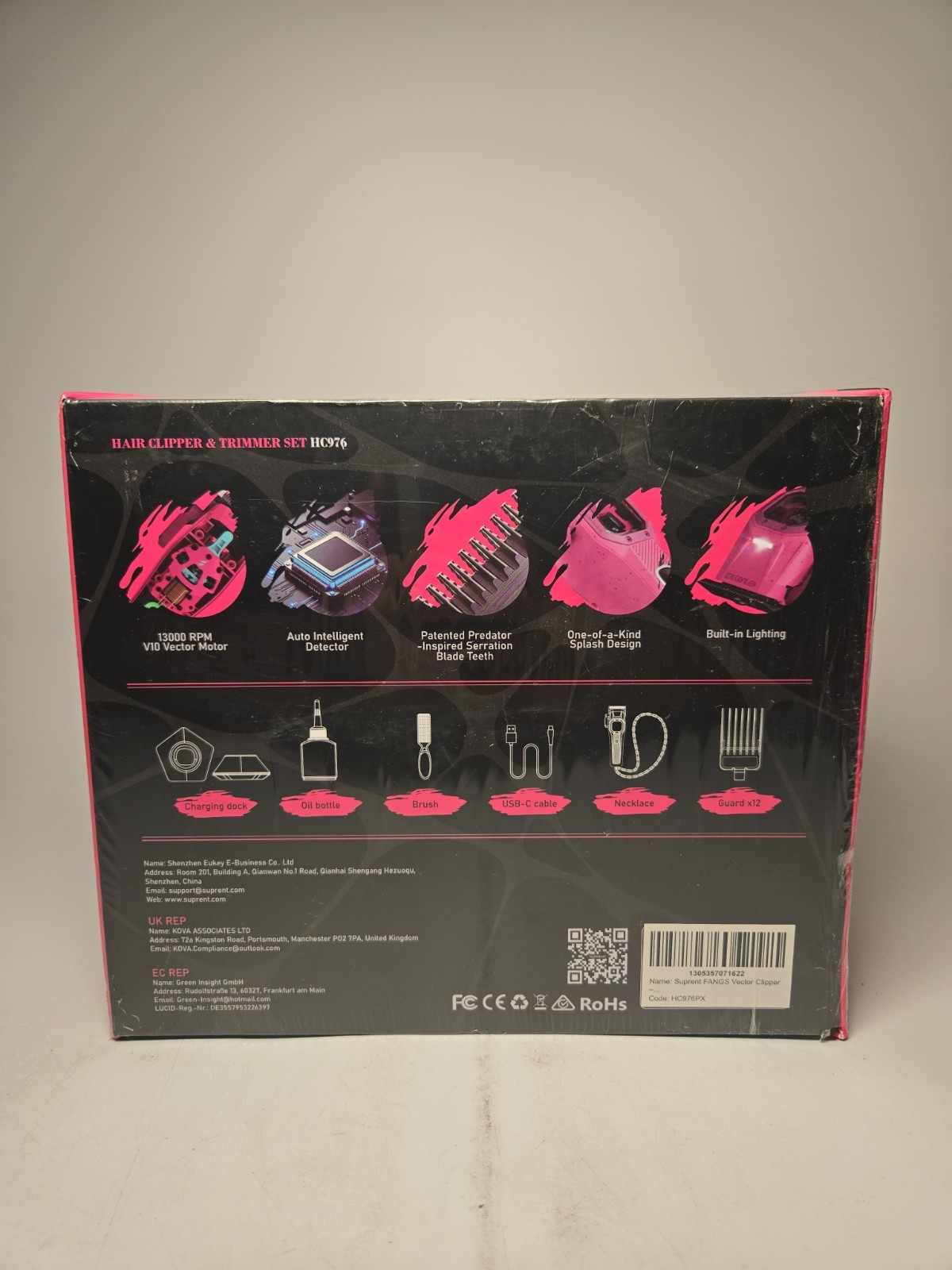 SUPRENT Fangs Professional Barber Clippers Vector Motor (Pink)