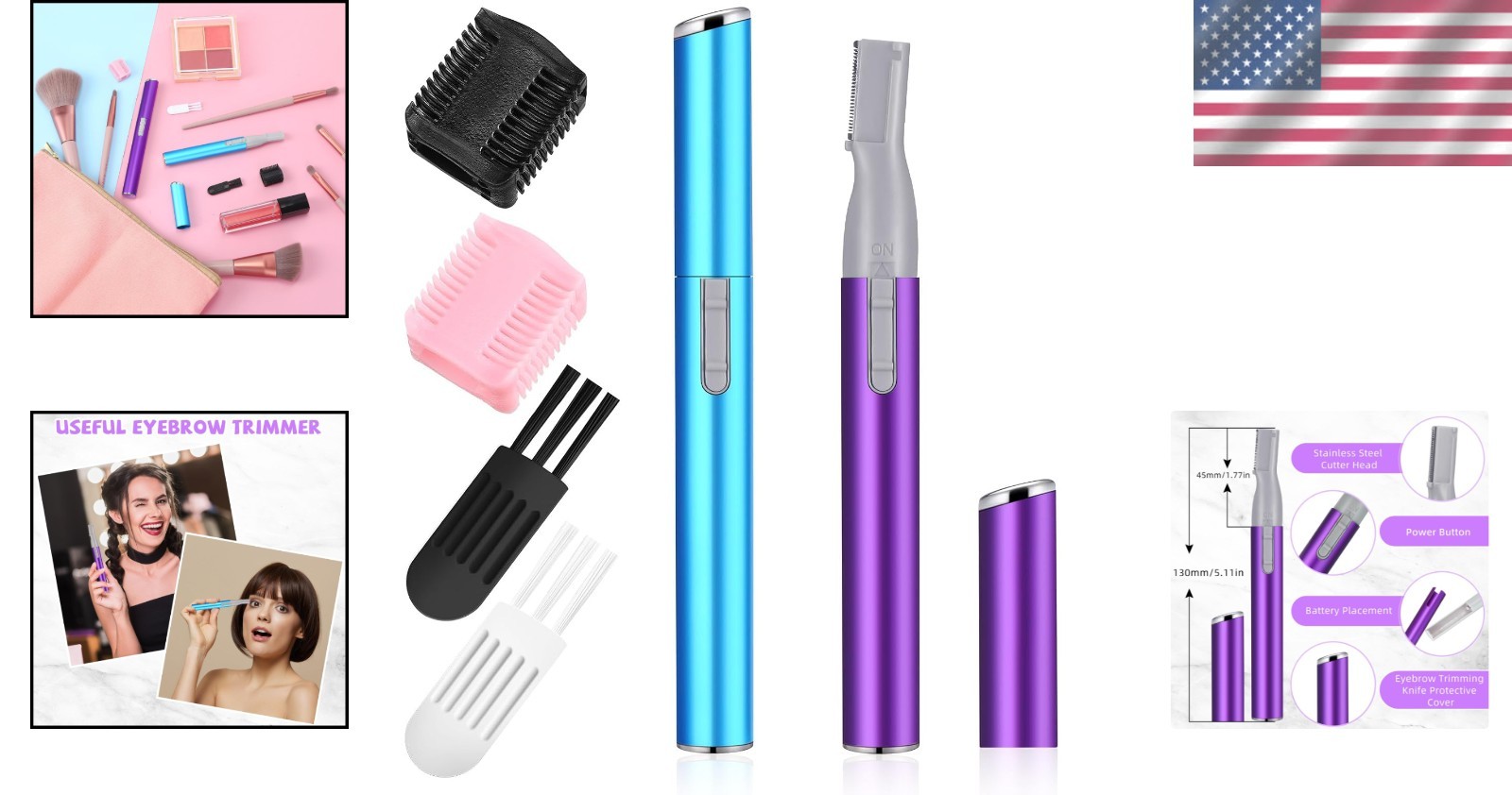 Luxury Electric Eyebrow Trimmer – 2 Pcs Battery Powered for Flawless Touch-Ups