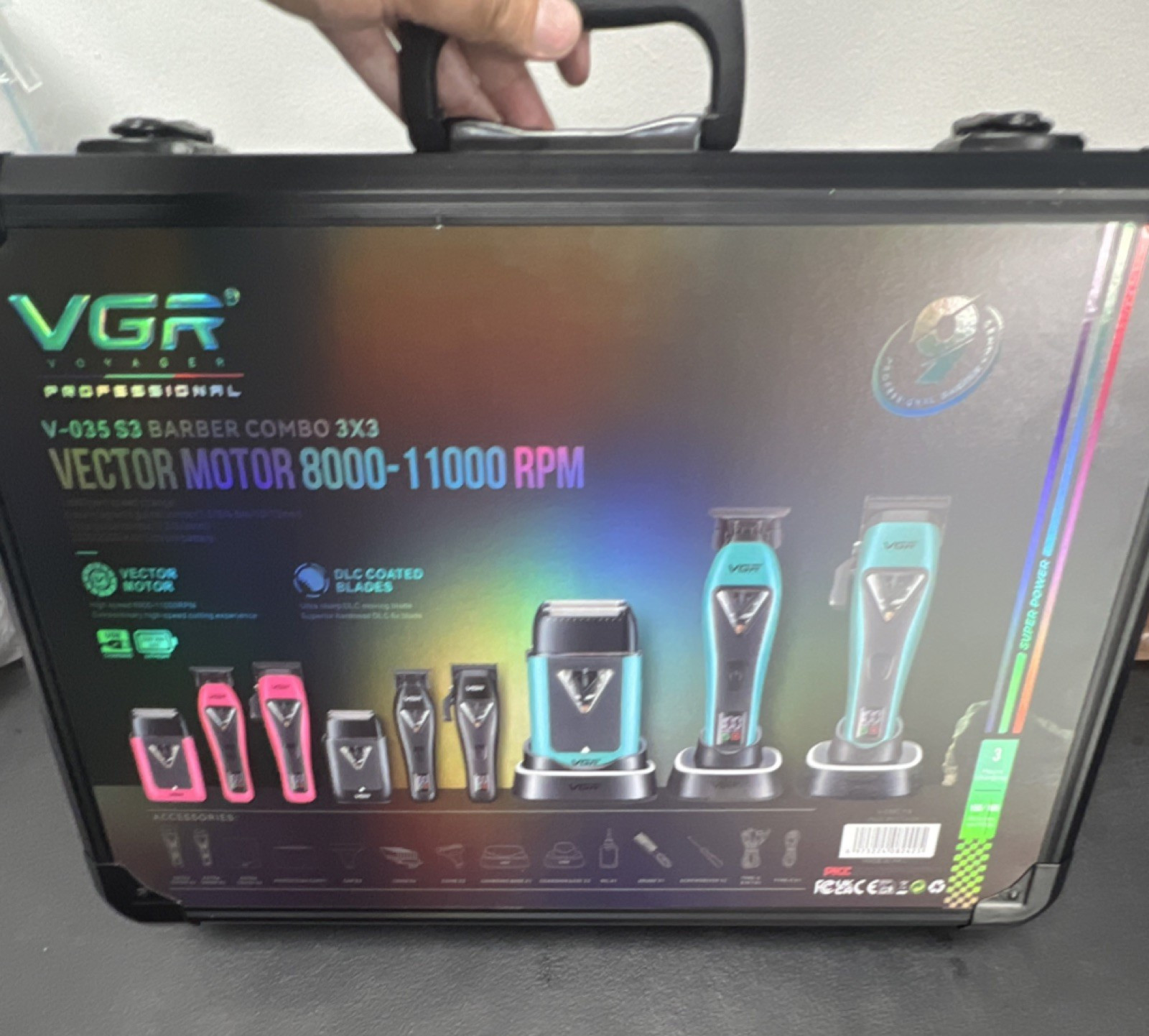 VGR V-035 S3 Barber Combo Vector Motor DLC Blades 3 Heads Electric