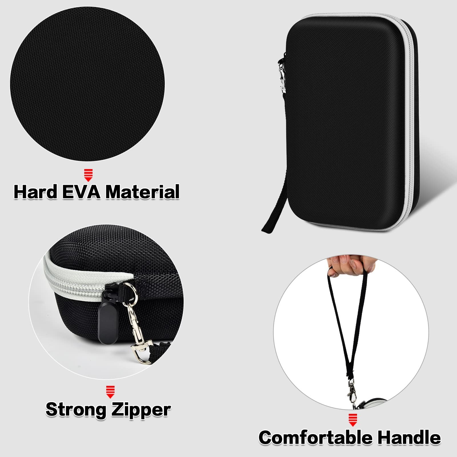 Hair Trimmer Case for Andis T-Outliner – PU Shell, Padded Divider, Mesh Pocket,