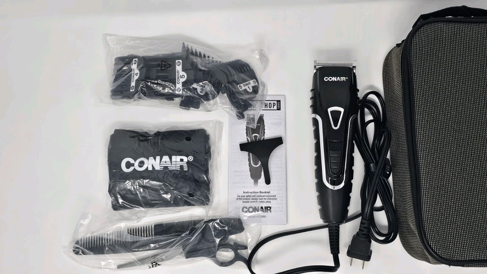 Conair Barber Hair Clippers, Barbershop Series No-Slip Grip 16-Piece Cutting Kit