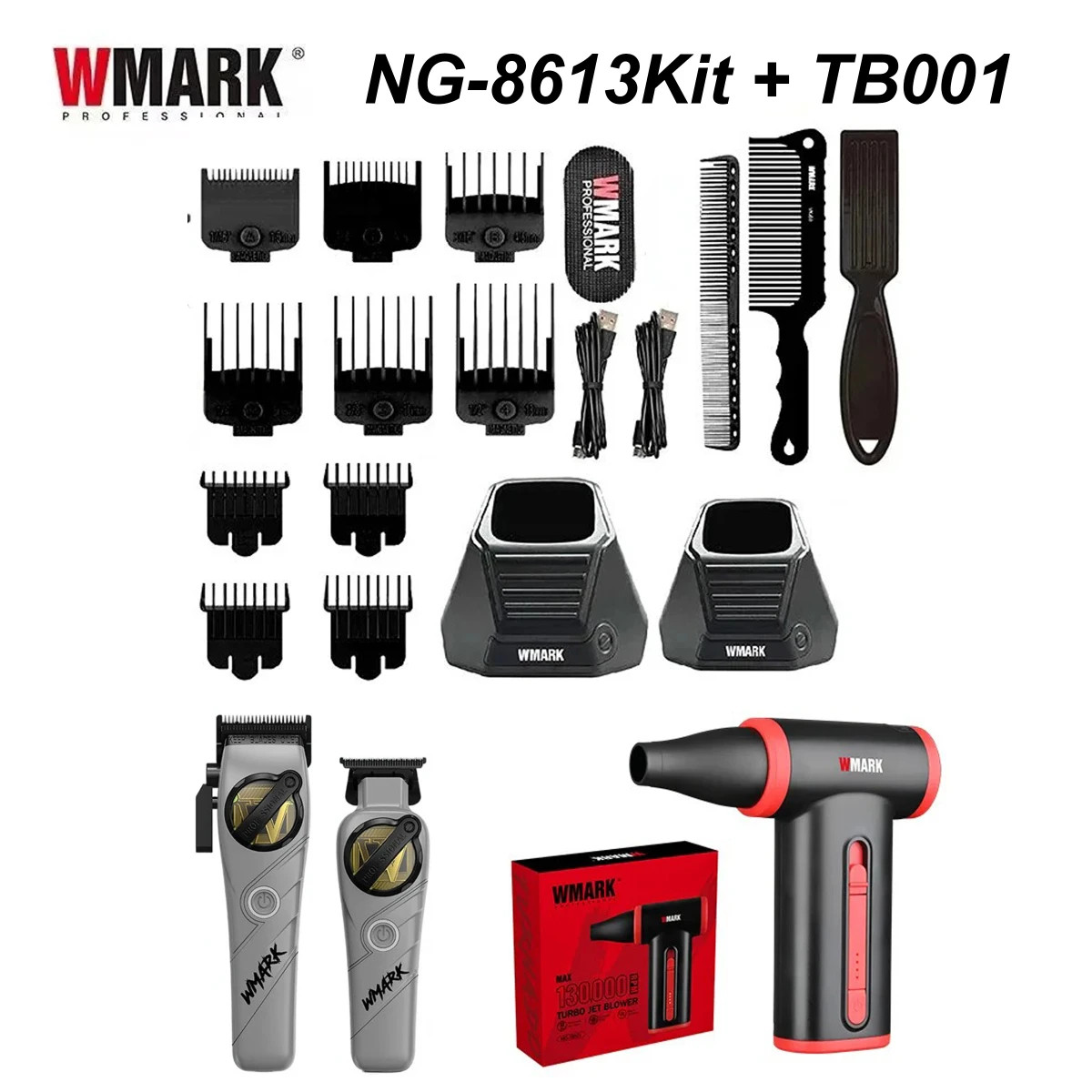 5-in-1 NG-8637 Barber Kit — Hair Clipper, Shaver, Dryer & Spray Bottle Gift Set