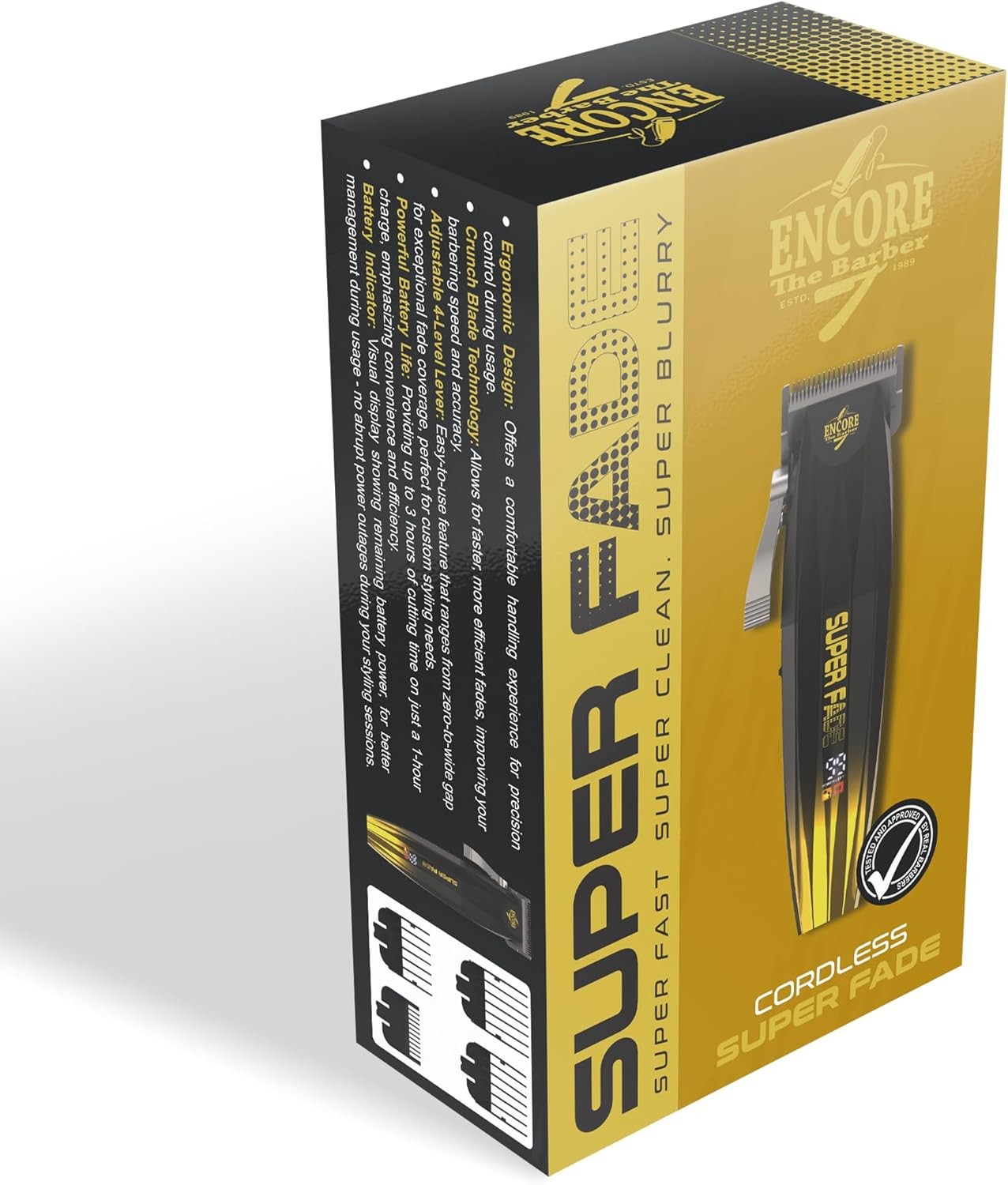 Super Fade Professional Hair Clipper for Barbers Fast Clean Black, Gold