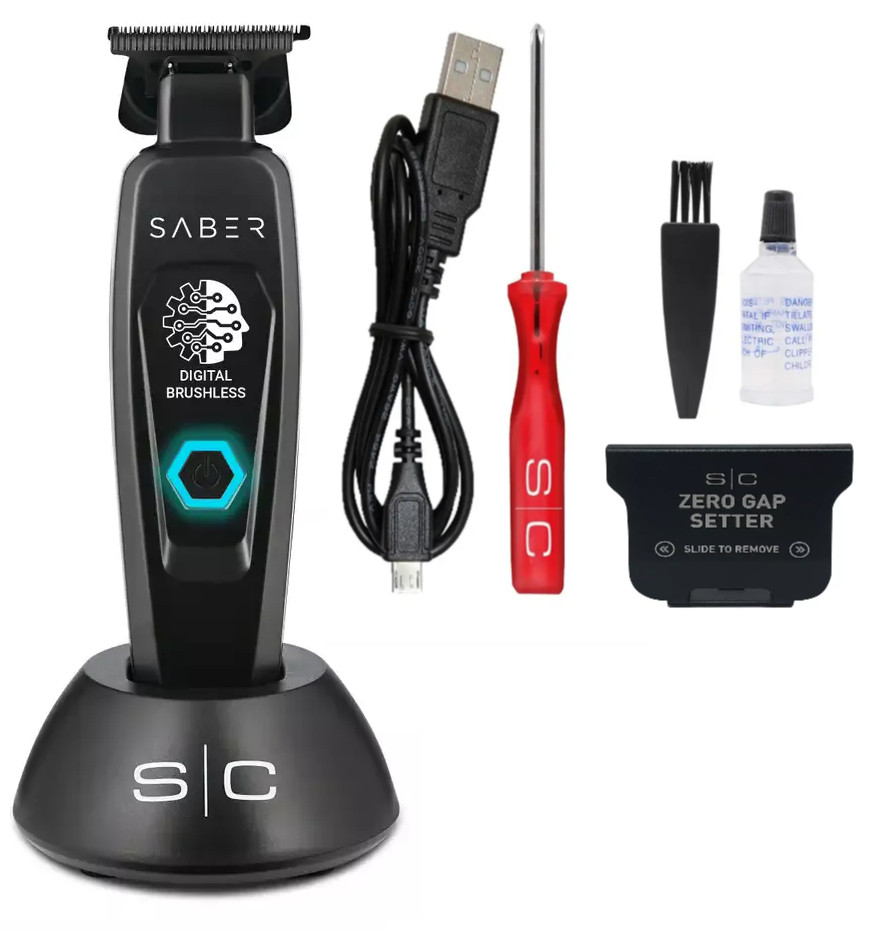 StyleCraft Saber Cordless Hair Trimmer W/Digital Brushless Motor Black | SC403B
