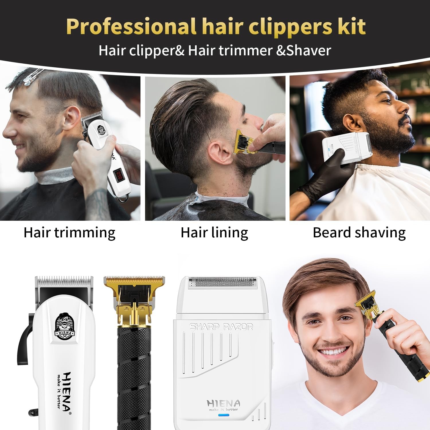 PRO Hair Clippers for Men, 3-in-1 Cordless Barber Kit