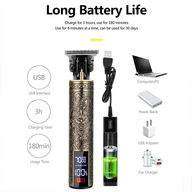 Professional Hair Clippers Trimmer Cutting Beard Cordless Barber Shaving Machine