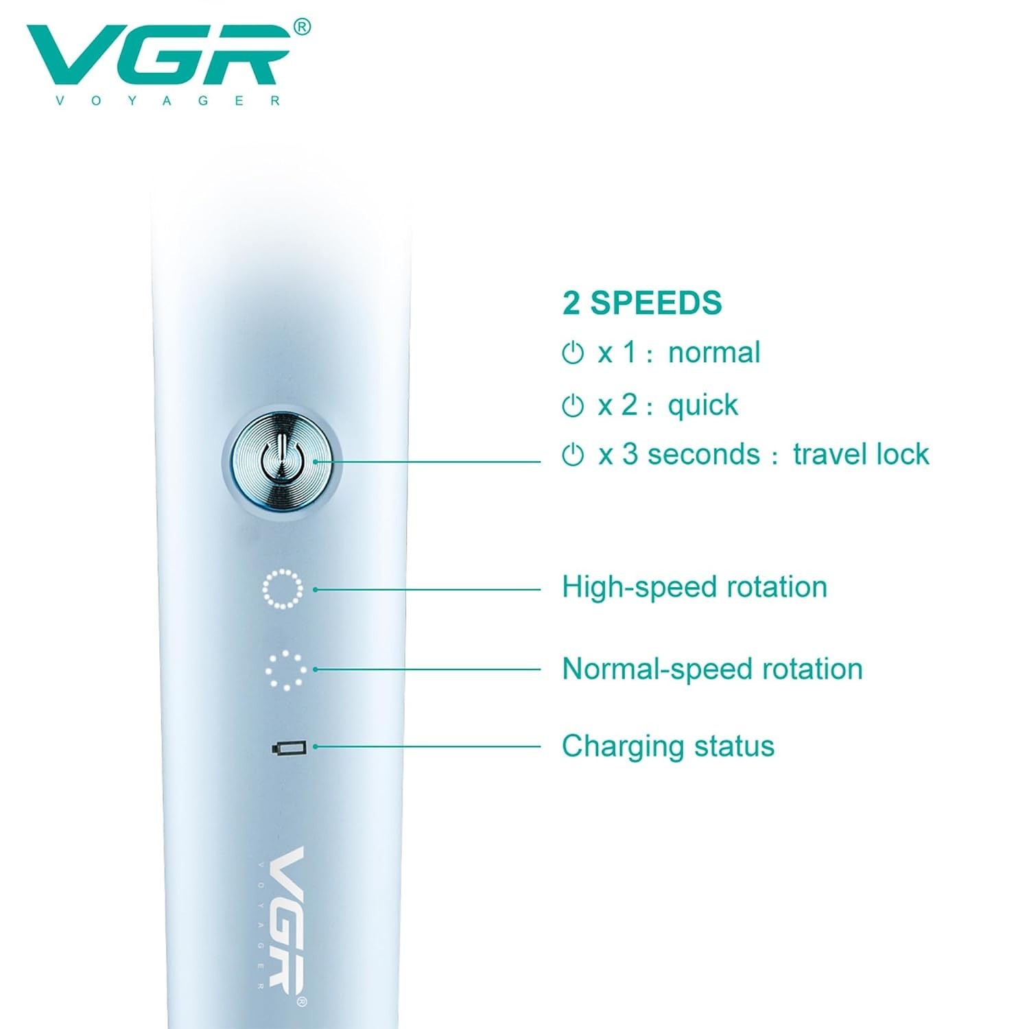 VGR V-205 3-in-1 Waterproof Pet Grooming Kit 120-Min Runtime Blue Edition