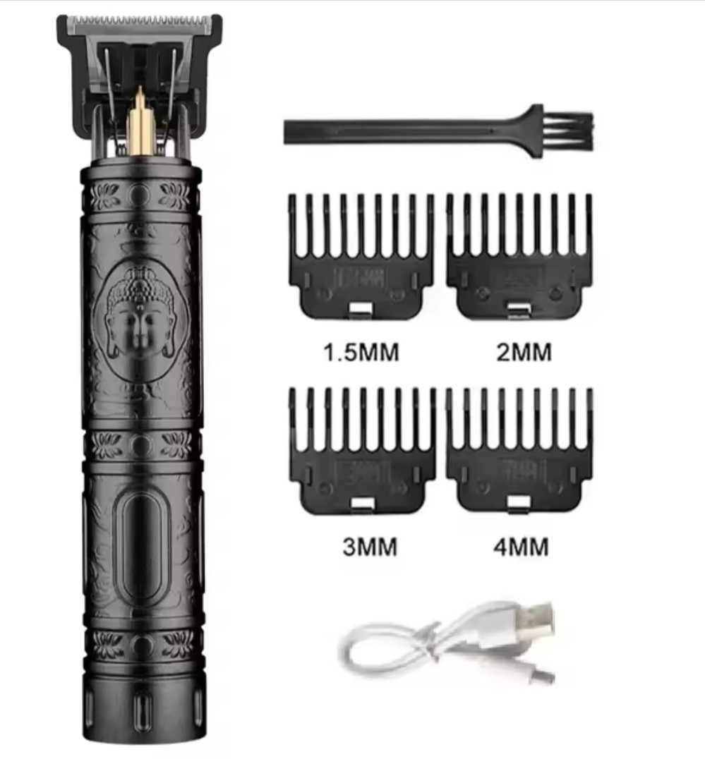 Cordless Rechargeable Hair Trimmer, Black, USB Charging, 1.5-4mm Guards