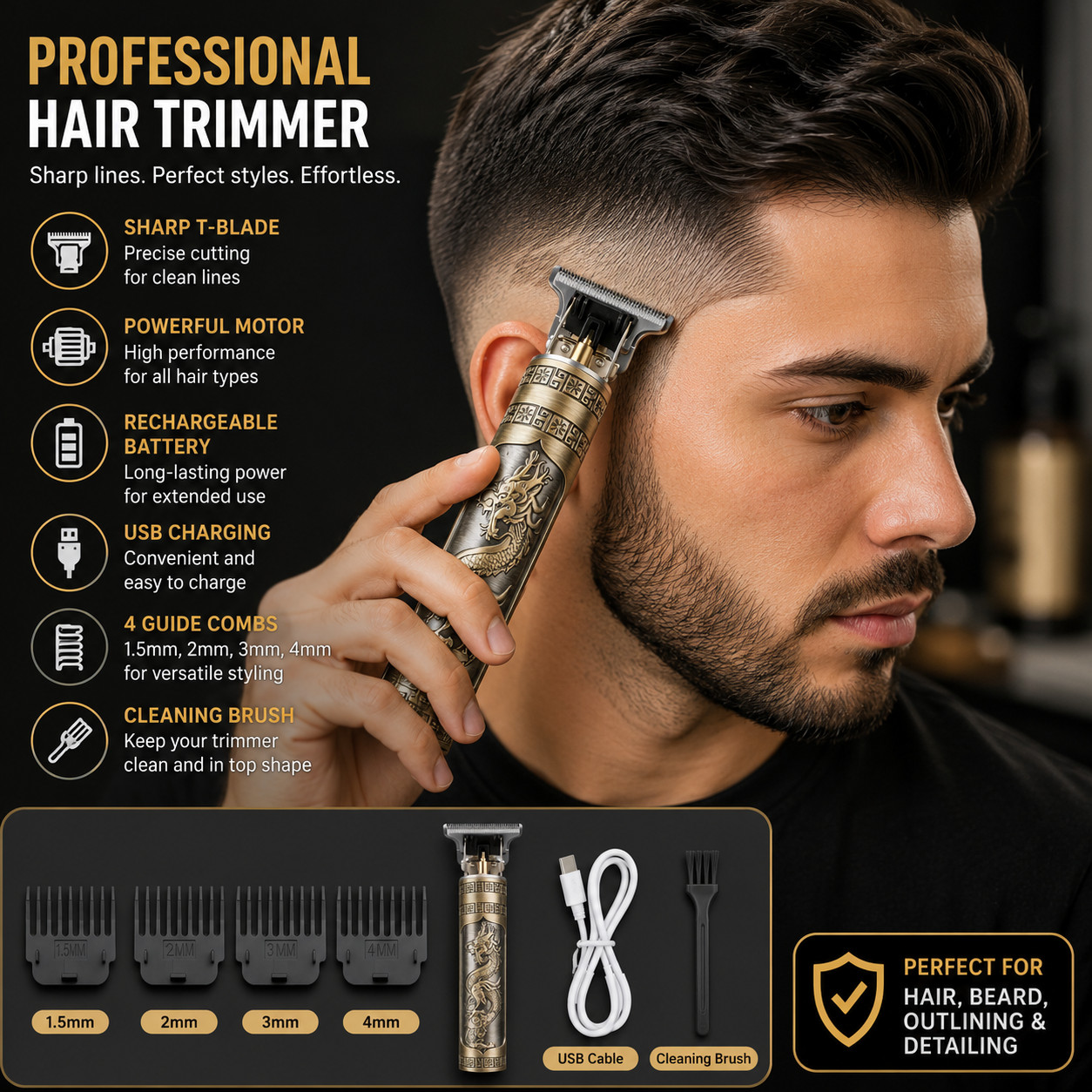 Vintage T9 Barbeador Dragon Beard Hair Trimmer Cutter Machine for Men Regular