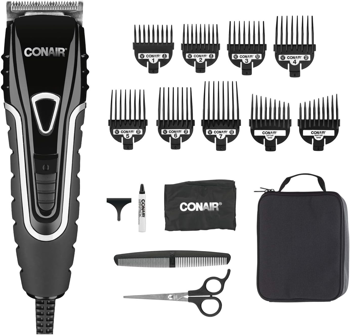 Conair Barber Hair Clippers, Barbershop Series No-Slip Grip 16 Pcs Hair Cutting