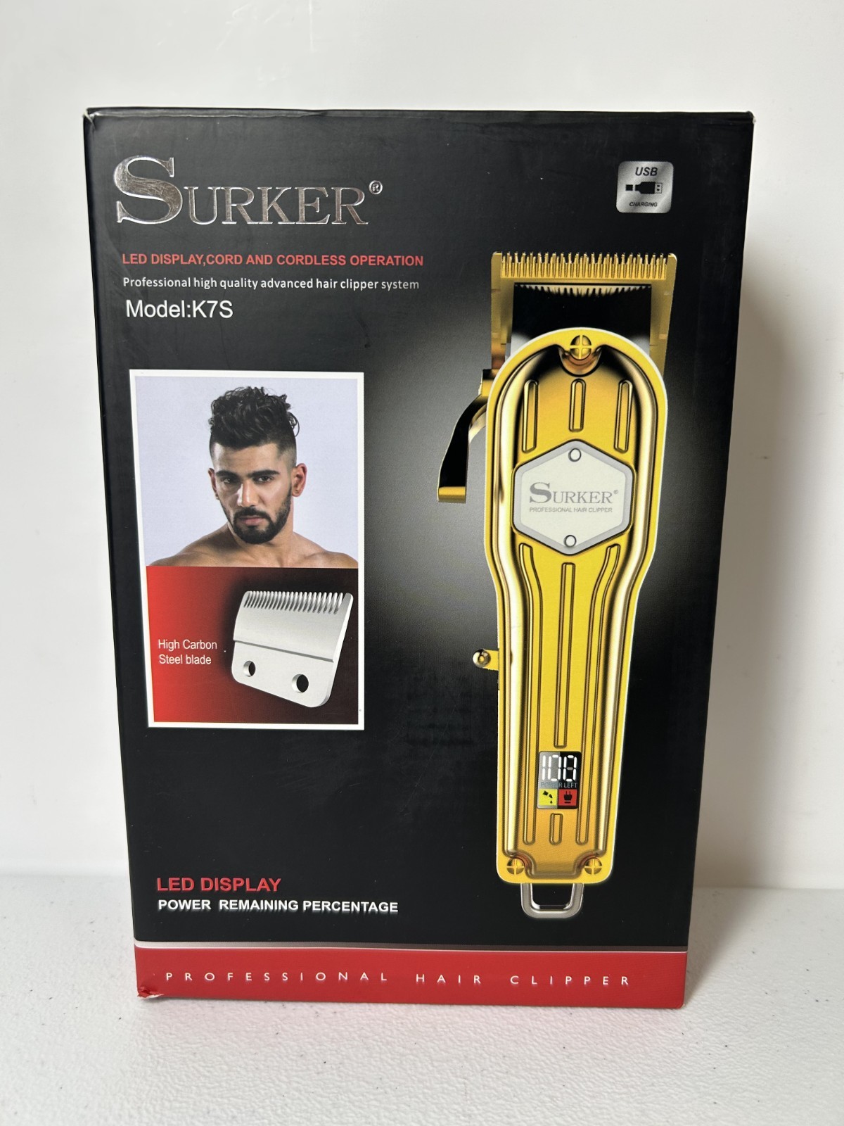 SURKER Cordless LED Hair Clippers For Men Hair Trimmer Beard Trimmer Barber K7S