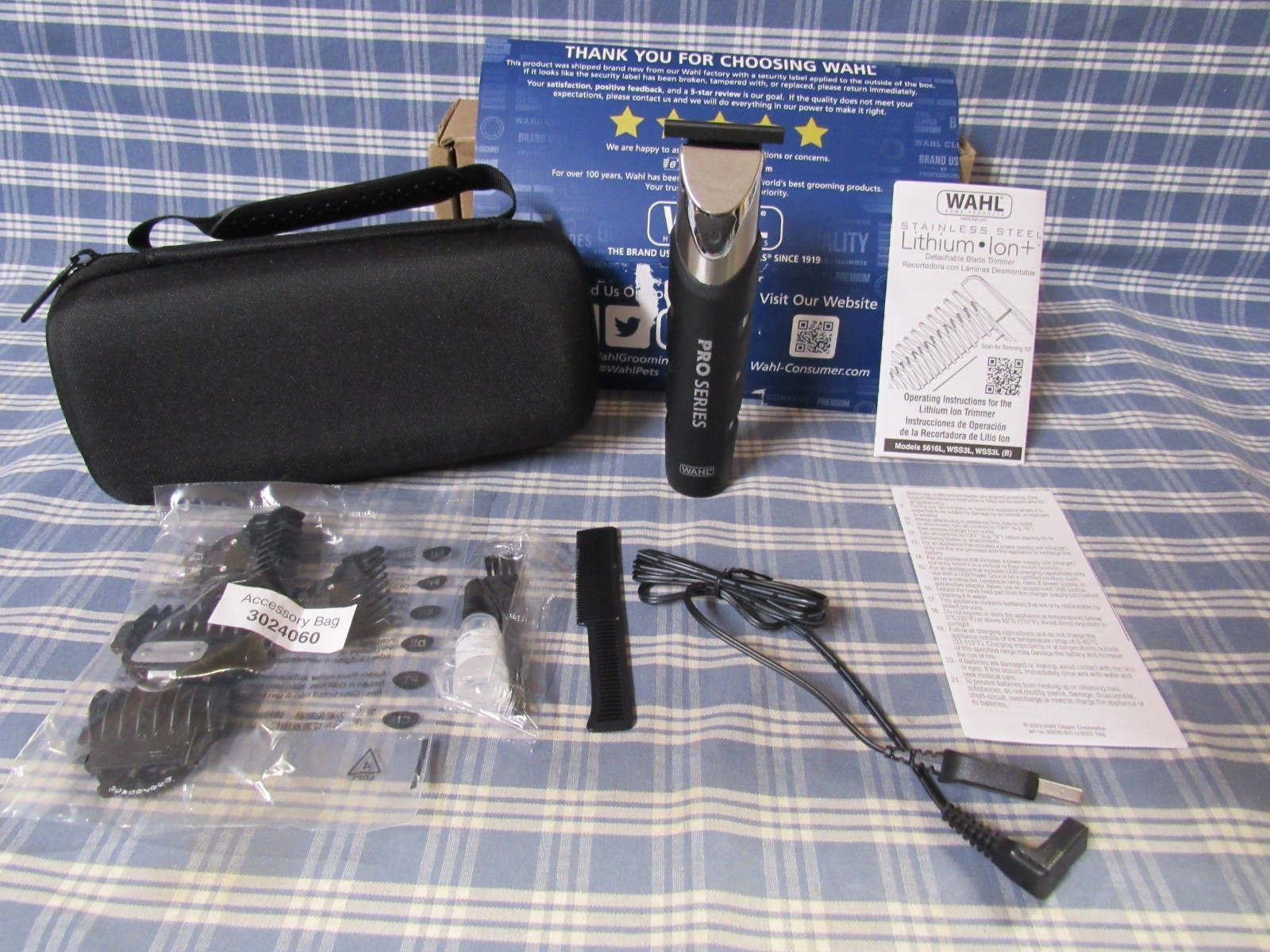 Wahl 3026017 Pro Series Stainless Steel Lithium lon Beard Trimmer FREE SHIPPING.