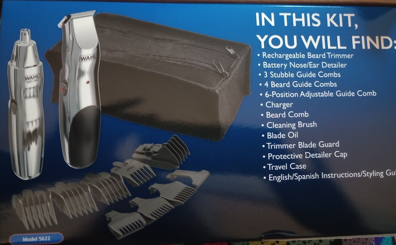 New WAHL Groomsman Rechargeable Beard Trimmer Grooming Kit 15 Piece Silver/Black