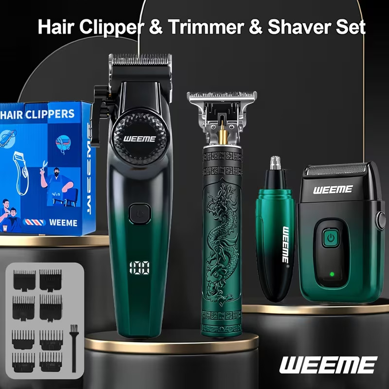 4-in-1 Men’s Hair Clipper Trimmer Shaver Nose Grooming Kit USB Rechargeable