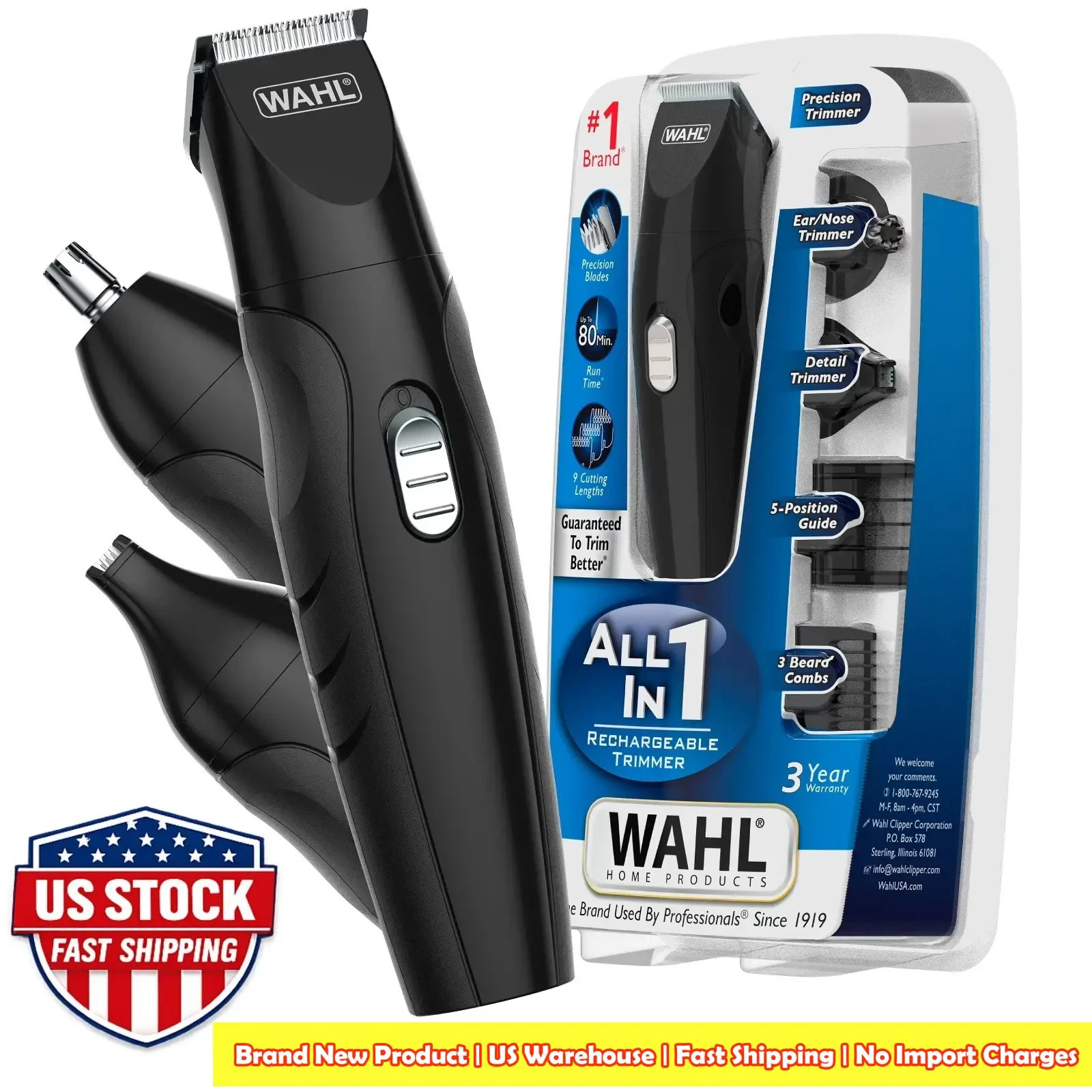 Wahl All in One Rechargeable Beard, Mustache, Detail Trimmer for Men, 05644 New