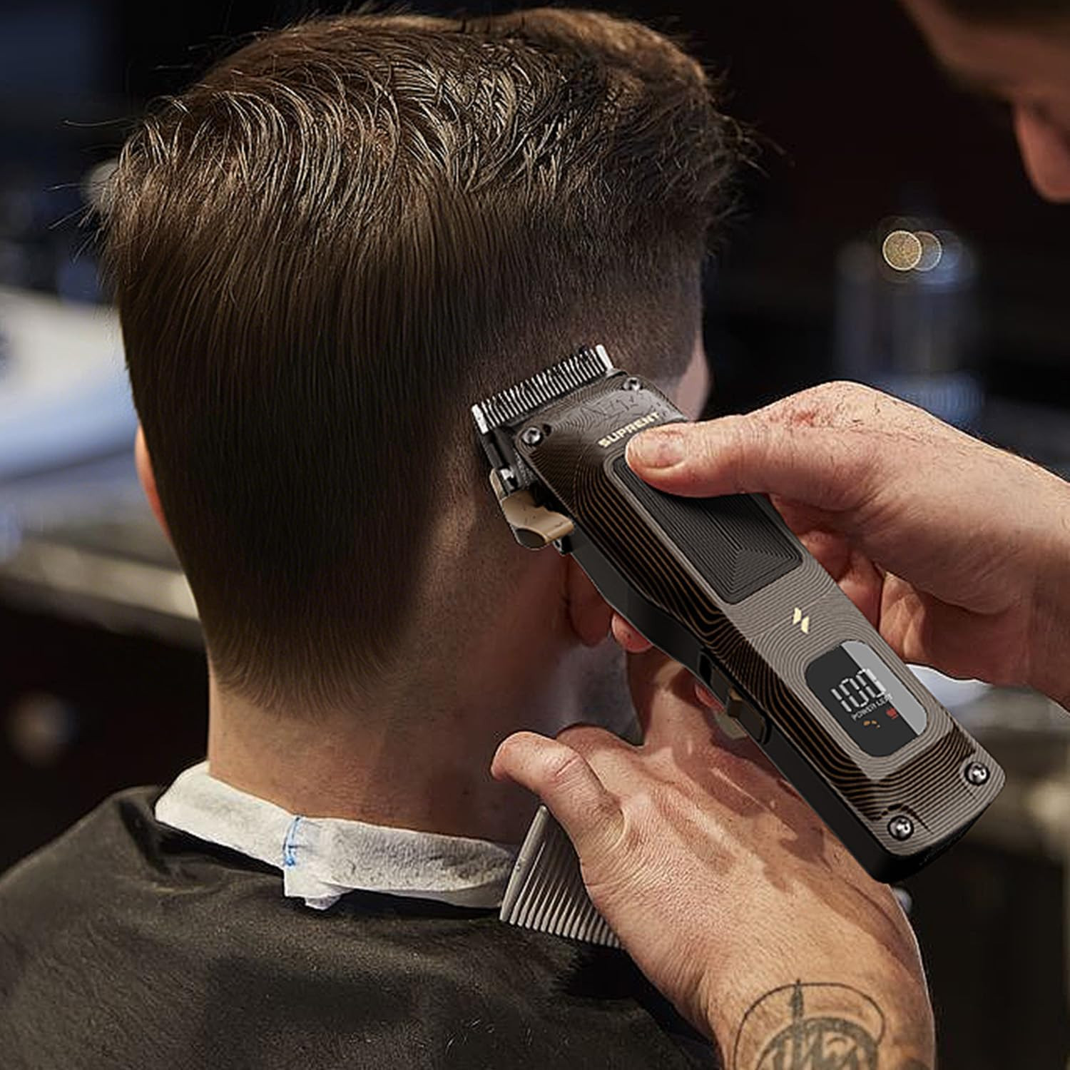 SUPRENT Ripple Professional Hair Clippers for Men, Cordless Barber Kit with 7500