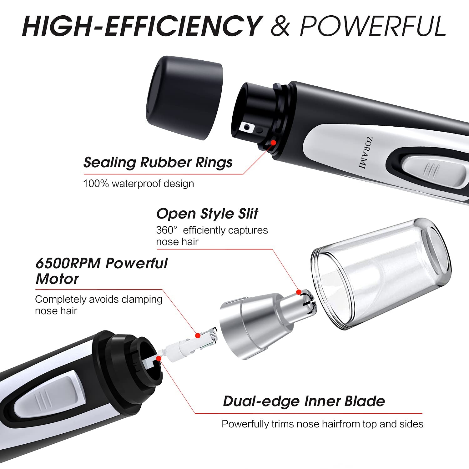 Professional Black Painless Electric Cordless Rechargeable Ear Nose Facial