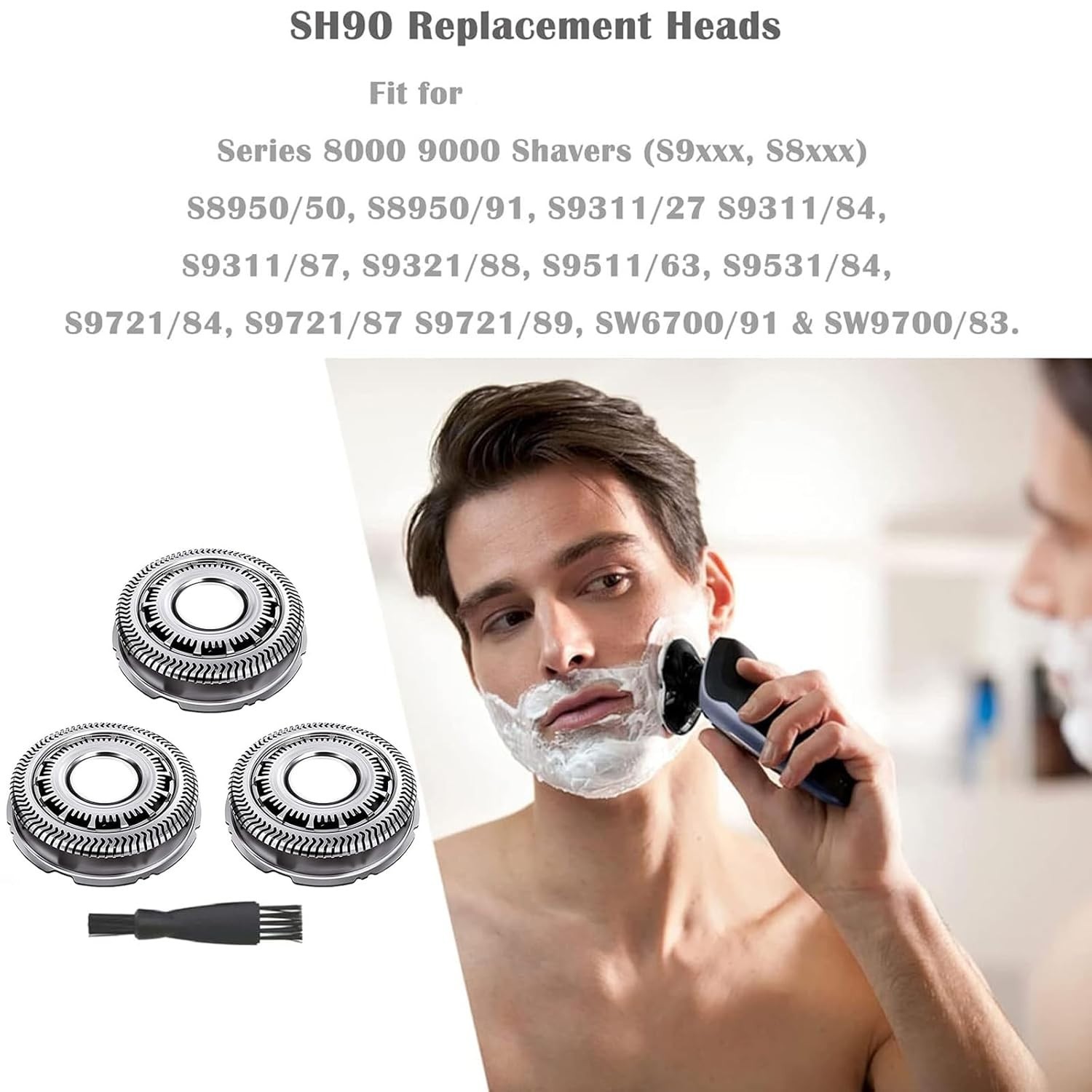 Pack of 3 SH90 Replacement Heads for Philips Shaver Series 9000 8000