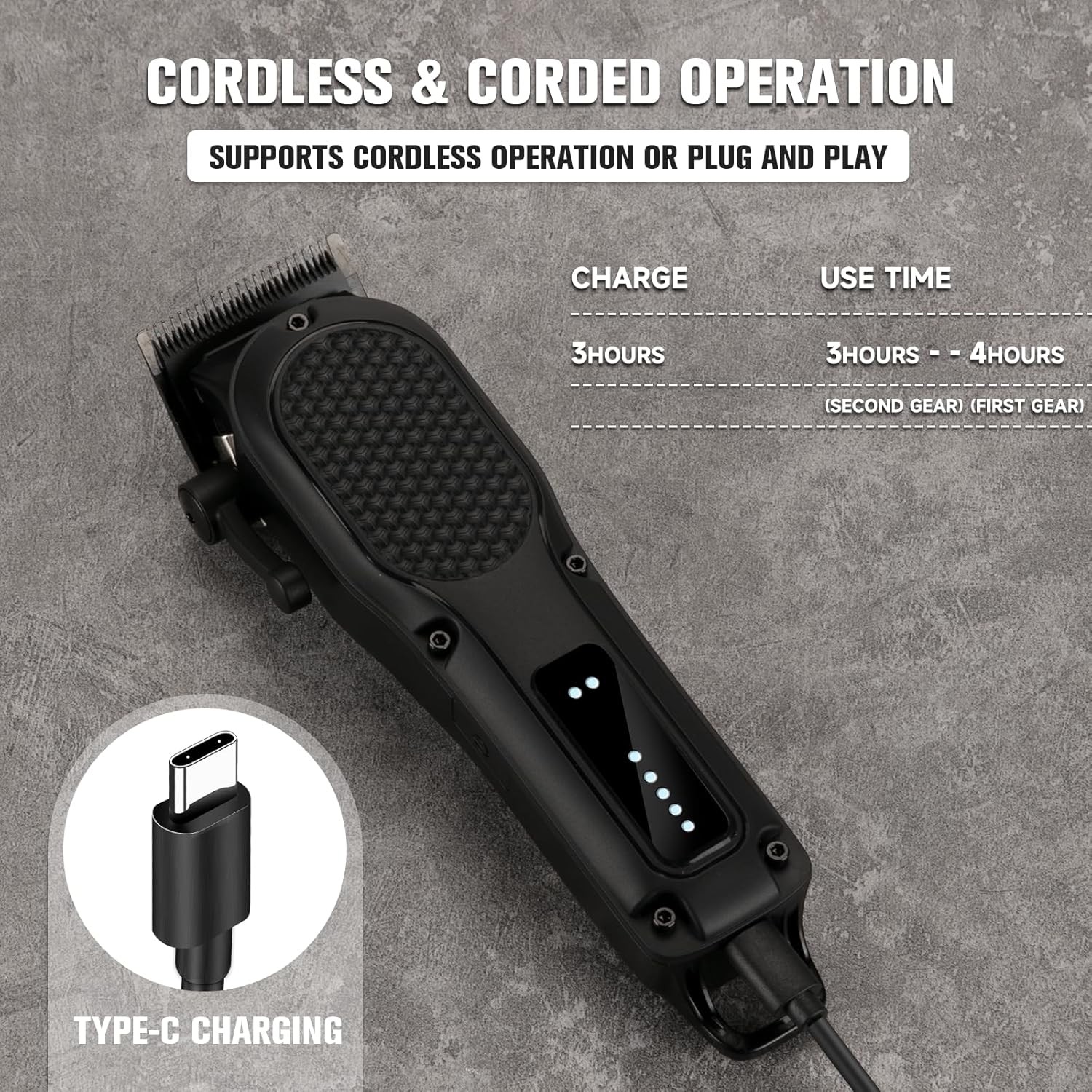 Men’s Hair Clippers for Professional Hair Trimmer Cordless Rechargeable Powerful